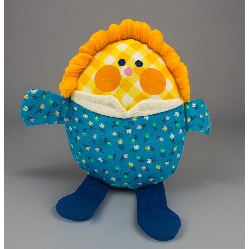 Vintage 1977 Fisher Price Toys FP Humpty Dumpty Cloth Rattle Pillow Doll #446